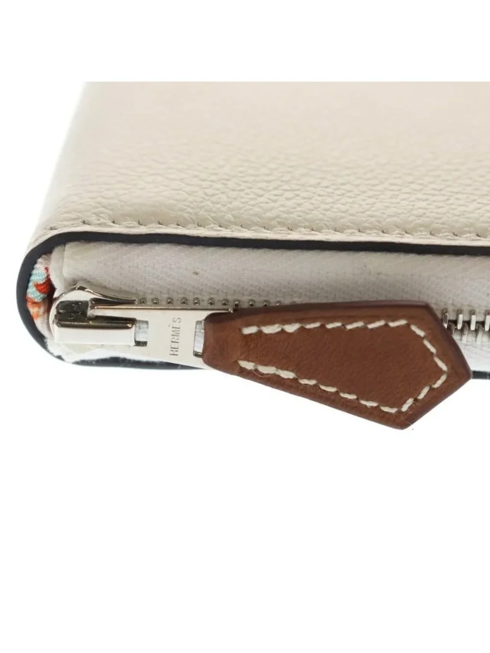 Hermes Azap Compact Veau Epsom Silver Zip Around Wallet White
